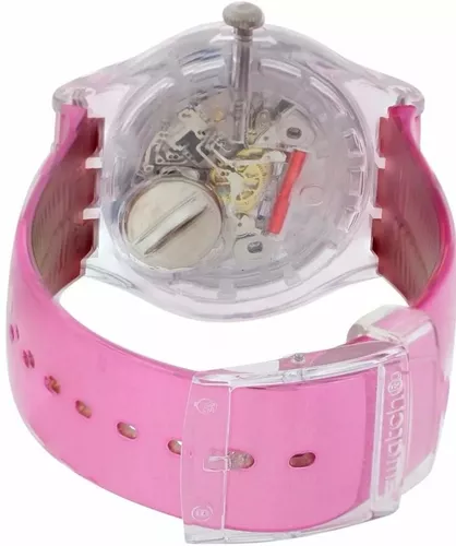 Reloj Swatch Mujer Rosegari SUOK125. Es un reloj Swatch para mujer,  analógico, fabricado en plástico y resina en color rosa.