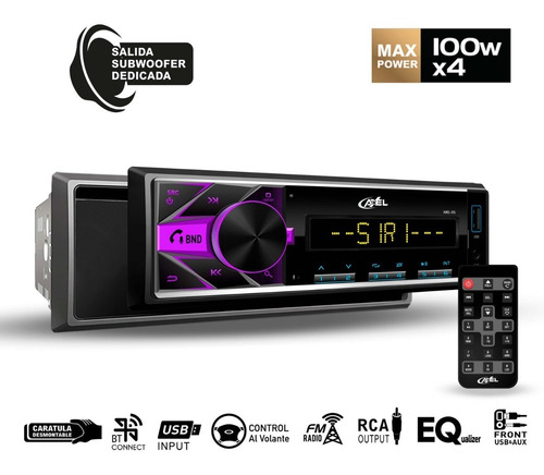Imagen 8 de 8 de Autoestereo Desmontable 100w X4 Max Axel Premium By Steelpro
