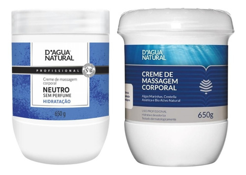  Kit 2un Creme Massoterapia Neutro E Algas Marinhas D'água