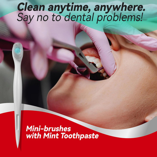 Mini Cepillos De Dientes Desechables Con Pasta Y Púas 24 Uni Color