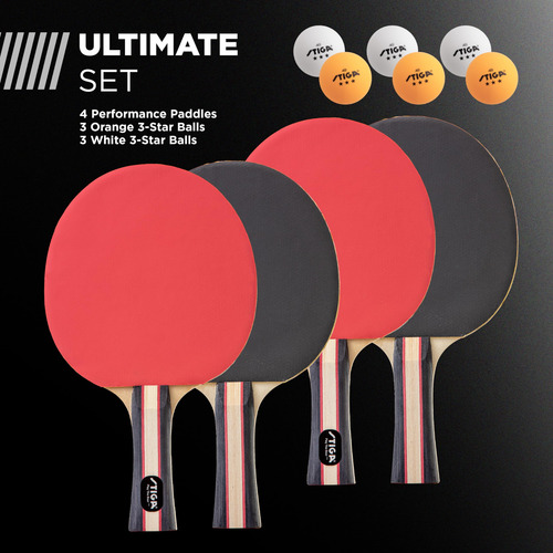 Juego De 4 Palas De Ping Pong Y 6 Bolas Naranjas Y Blancas