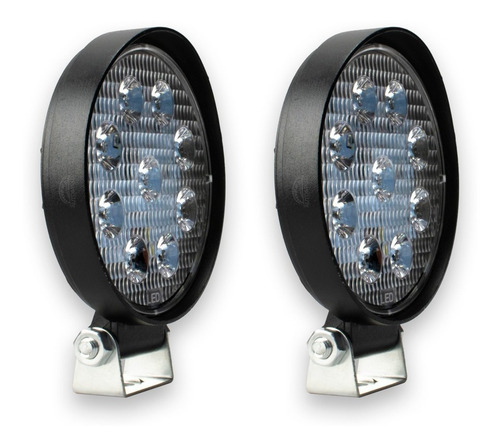 2 Faros 9 Led Redondos O Cuadrados Luz Fija Y Estrobo Slim
