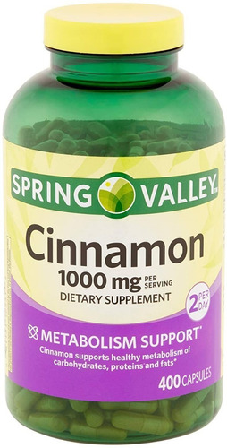 Imagen 1 de 1 de Cinnamon 1000mg Canela Organica 400 Caps Metabolismo Sano
