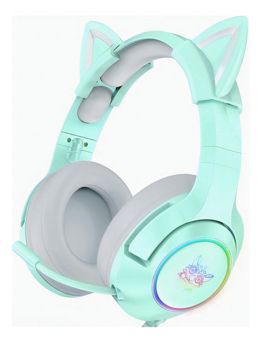 Auriculares profesionales para jugadores Onikuma K9 con orejas verdes, color claro RGB, color verde
