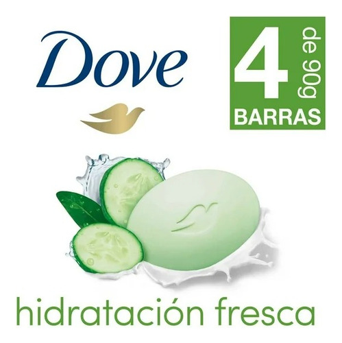 Jabón Dove Hidratación Fresca Pepino Y Té Verde 4pz 90g