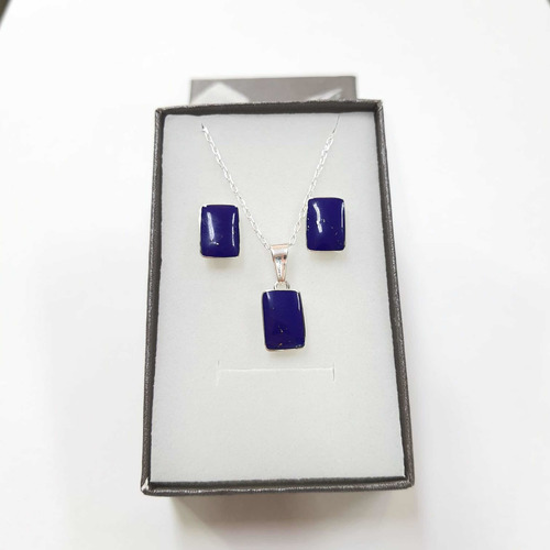 Aros Y Colgante Lapislazuli Plata Ley 950 Nat4