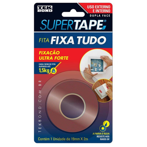 Fita Dupla Face Acrilica Externa 19x2m Tekbond Kit 12 Un