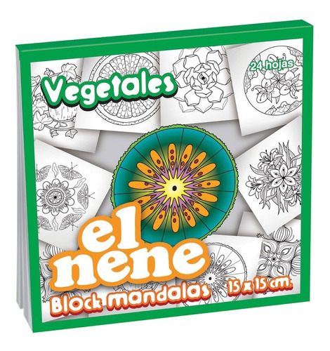 Block Para Colorear Mandalas 15 X15cm El Nene Vegetales