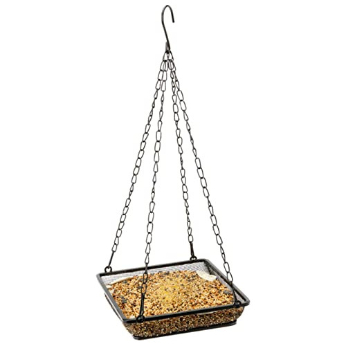 Hanging Bird Feeder Tray, Platform Metal Mesh Seed Tray...