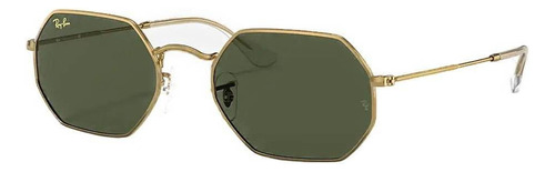 Óculos de sol Ray-Ban I-Shape Octagonal Legend Gold Large armação de metal cor polished gold, lente green de cristal clássica, haste polished gold de metal - RB3556