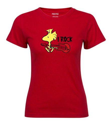 Polera Estampada Mujer Snoopy Woodstock  Rock