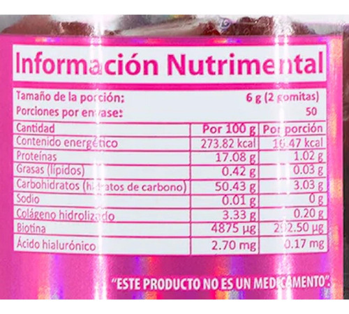 Gomitas Natural Health Fresa 100 Pzas Colágeno Biotina Fresa