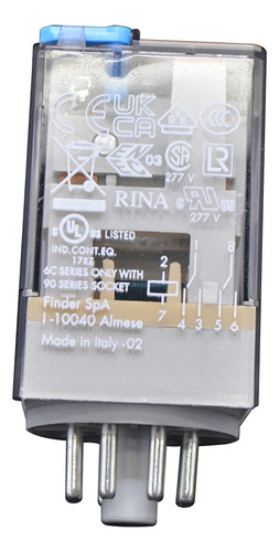 Rele Octal Con Led 12vcd 2p2t 10amp Finder 601290120074