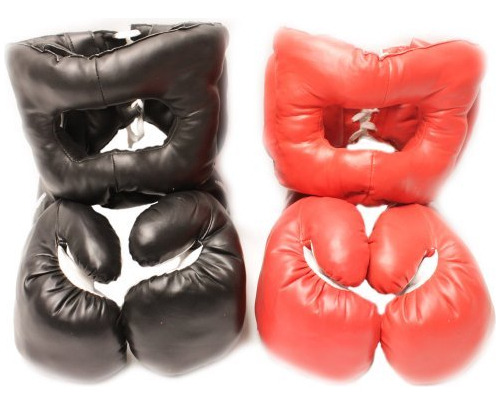 New 14oz Sets 2 Headgear 2 Boxing Punching Gloves Pair