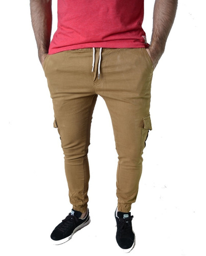 Imagen 2 de 7 de Pantalon Cargo Gabardina Verde Gris Hombre The Big Shop