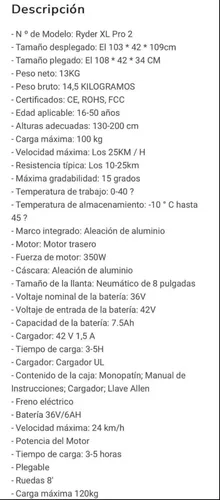 Monopatín Eléctrico Innjoo Ryder Xl Pro 2 (Usado)