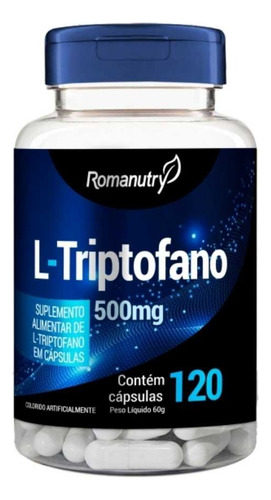 L- Triptofano 500mg Suplemento L Tryptophan 120 Cápsulas Sabor Sem Sabor