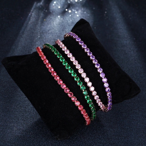 Kit 3 Pulseiras Braceletes Strass Cristais