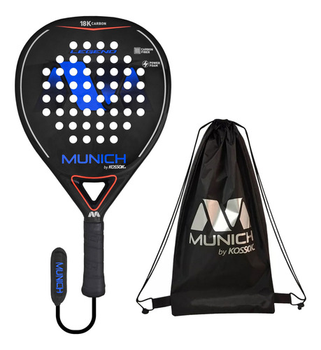 Paleta Pádel Munich Legend Carbon 18 K Teardrop Competición Color Azul