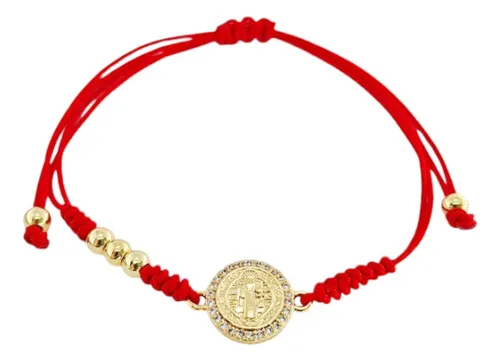comprar Pulsera Protección San Benito Hilo Rojo, Bañada En Oro 18k comprar Pulsera Protección San Benito Hilo Rojo, Bañada En Oro 18k