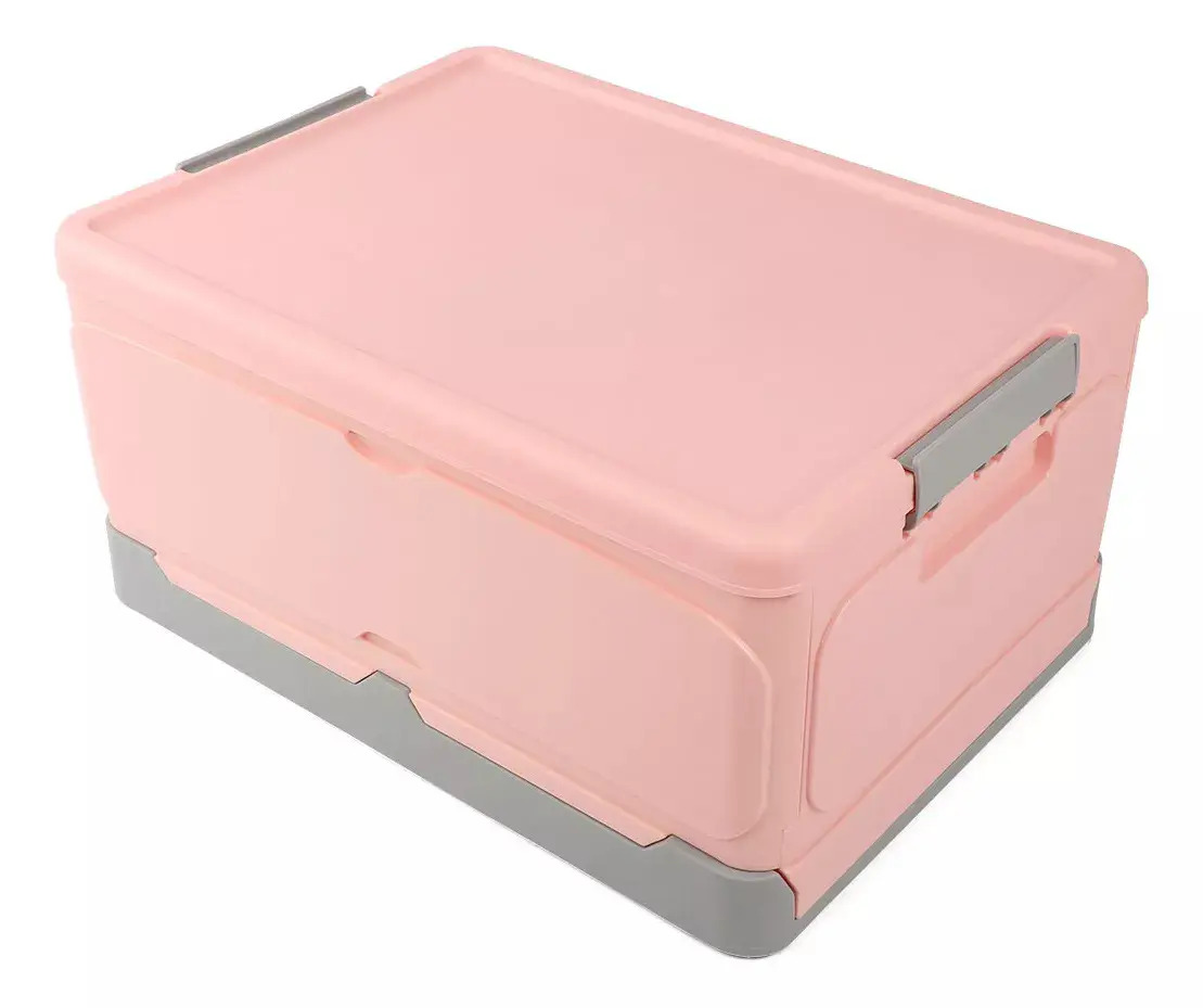 Trixter Caja De Almacenamiento Grande De 30l Con Tapa Plegable De Plástico Color Rosa