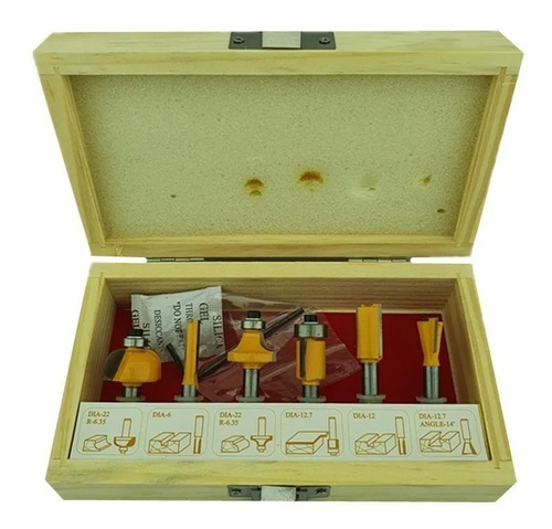 Set Kit Juego De Fresa 6 Pieza 1/4 Tupi Router Toolmak