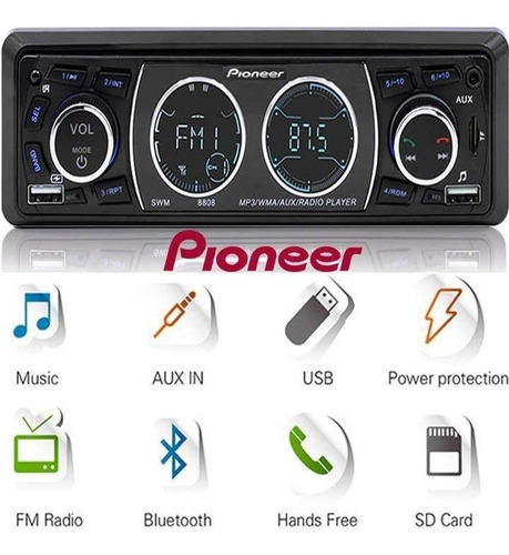 Reproductor De Carro Pioneer Usb, Aux, Bluetooth Y Control