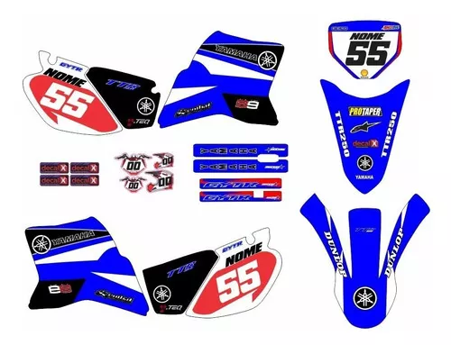 Kit Adesivo Moto Trilha Yamaha Xtz 125 0,20mm Motocross 070