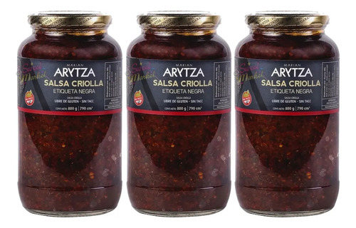 Pack 3 Salsa Criolla Arytza 800gr Sin Tacc Apto Kosher
