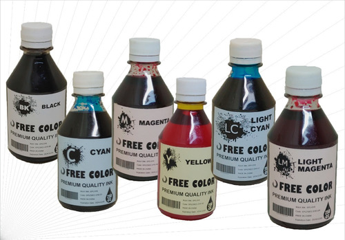 Kit 6 Col Tinta Premium Free Color Dye P/ Epson 1500ml Total
