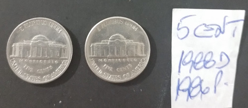 Imagen 1 de 2 de Monedas De Eeuu  5 Cents  Año 1986/