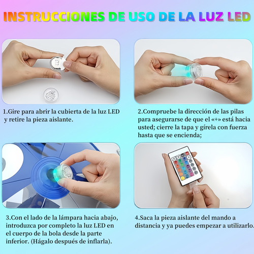 Con Luz Led Verano Pileta Pelota Inflable Playa 60cm