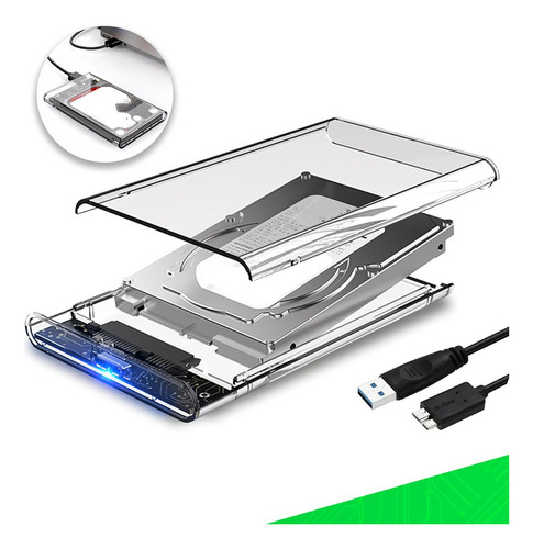 Case Slim Hd Ssd Adaptador Usb 3.0 Sata 3 Ext. Ps4 Hd30 Transparente