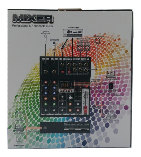 Imagen 2 de 2 de Consola Mixer 7 Canales Mezclador Karaoke Bluetooth Usb Kt-m