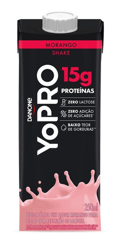 Yopro Novo Morango Shake 15g Proteína 250ml Whey Yo Pro
