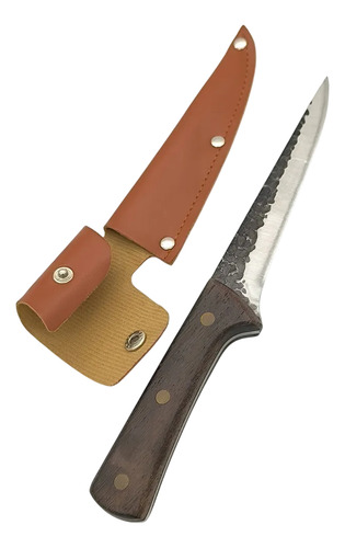 Cuchillo Carnicero Rustico Hoja Delgada Filetero Con Funda