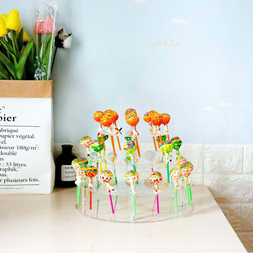 Kinjoek 35 Holes Lollipop Holder 4 Tier Acrylic Cake Pop Sta