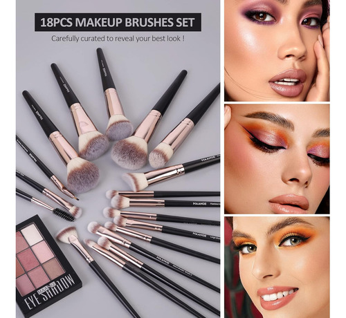 Brochas De Maquillaje, 18 Piezas De Brochas De Maquillaje...