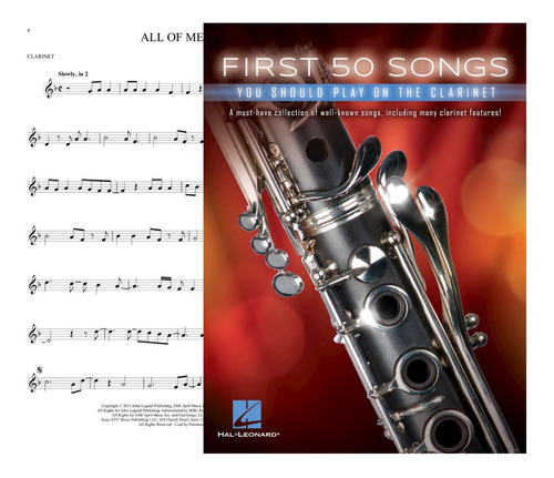 Partitura Clarinete First 50 Songs Clarinet Digital Oficial