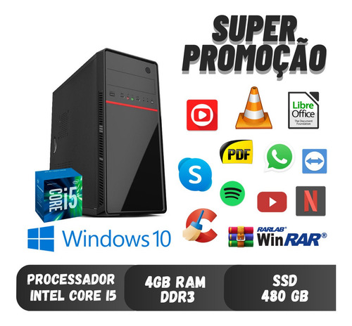 Pc Home Office I5 4gb 480gb De Ssd Win10 - Gravador De Dvd