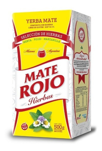 Yerba Mate Rojo Compuesta Con Hierbas X 20 Unidades De 1/2kg