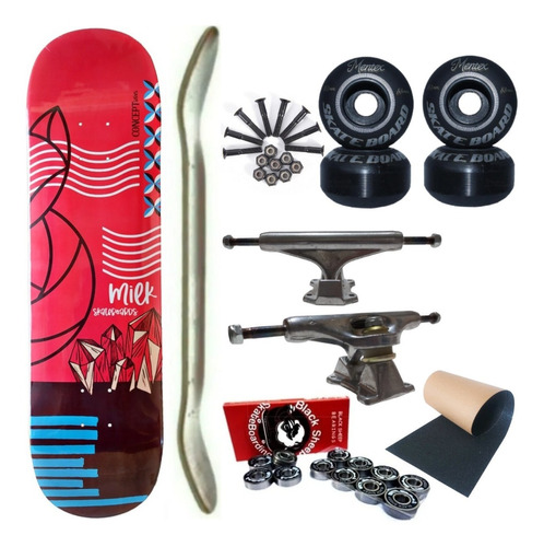 Skate Pró Maple Milk 8.1 Truck 139m Roda 53mm Mentex