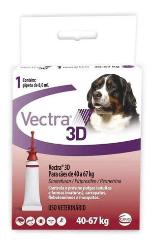 Pipeta antiparasitário para carrapato Ceva Vectra 3D para cão de 40kg a 67kg cor vermelho