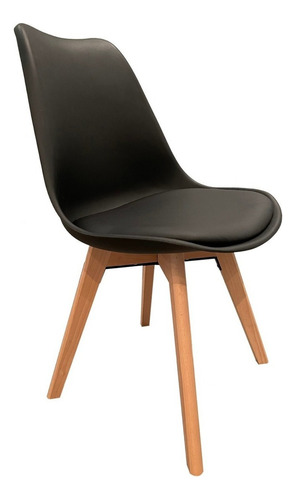 Silla Eames Tulip Acolch. Refuerzo Metal Negro X3