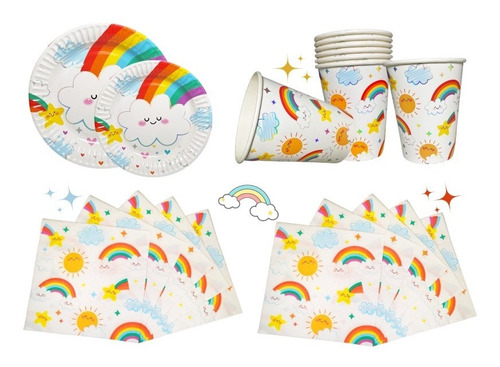 Kit Decoracion Cumpleaños Infantil Arco Iris Multicolor 