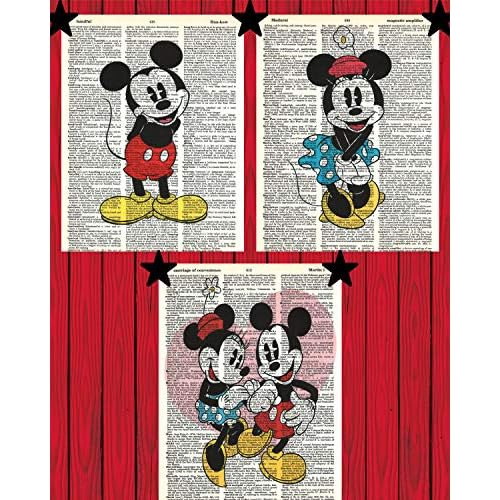 Vintage Disney Wall Art Set Of (3) Mickey Mouse Minnie ...