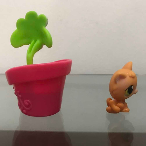 Littlest Pet Shop Gato Laranja Vaso De Flor Geração 1 #86 (Usado)