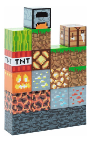 Luz Minecraft Minecraft Bloques Color Gris 5v 25cm X 16cm X 4cm De Diámetro
