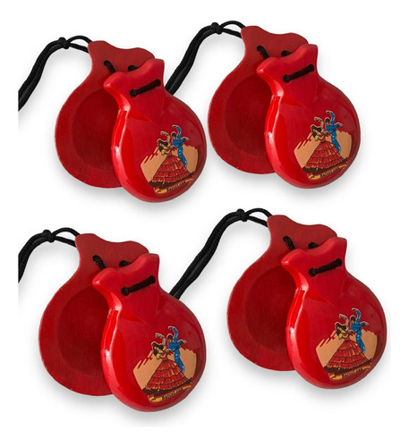 Castañuelas De Madera Flamencas X4