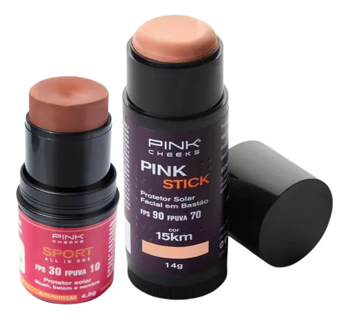 comprar Kit Protetor Solar Pink Stick 15km + Blush 3 Em 1 Soft Peach